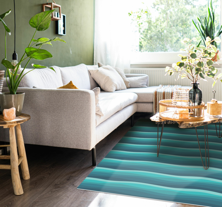 vinylový koberec do obývačky pokojné modré vlny - Tenstickers