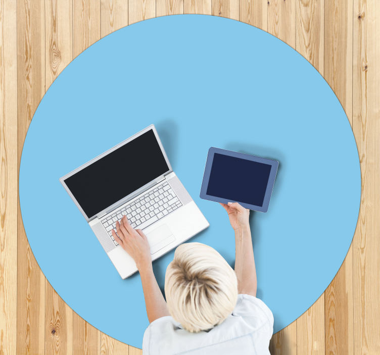 vinylový koberec modrý kruhový monofarebný dizajn - Tenstickers