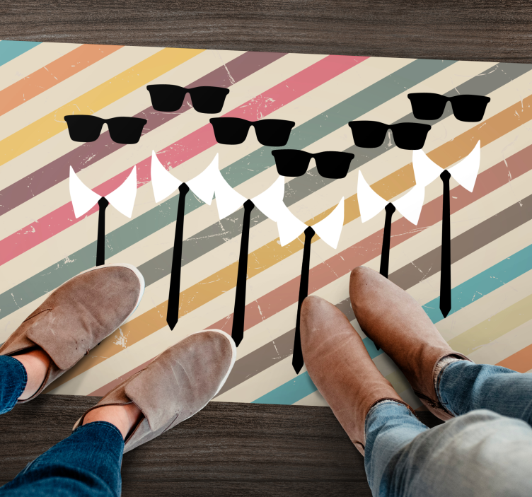 pruhovaný vinylový koberec elegantné skupinové oblečenie - Tenstickers