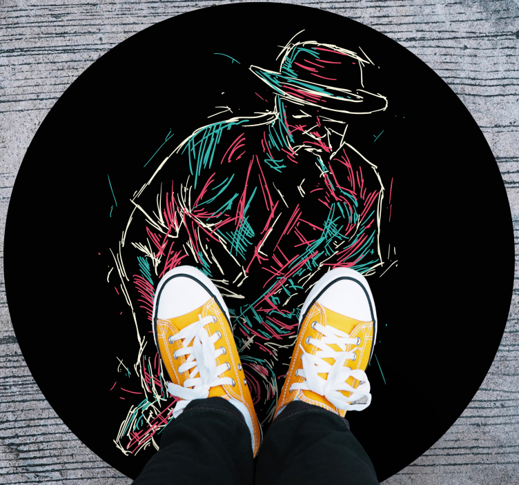 okrúhly vinylový koberec vystúpenie jazzového hudobníka - Tenstickers