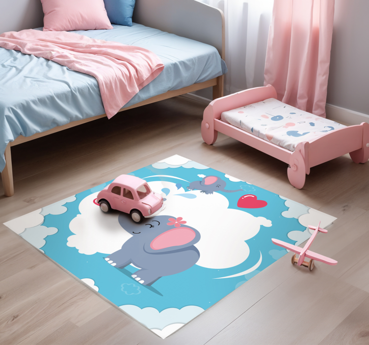 vinylové koberce pre nemluvna adorable Elephant Cloudscape - Tenstickers