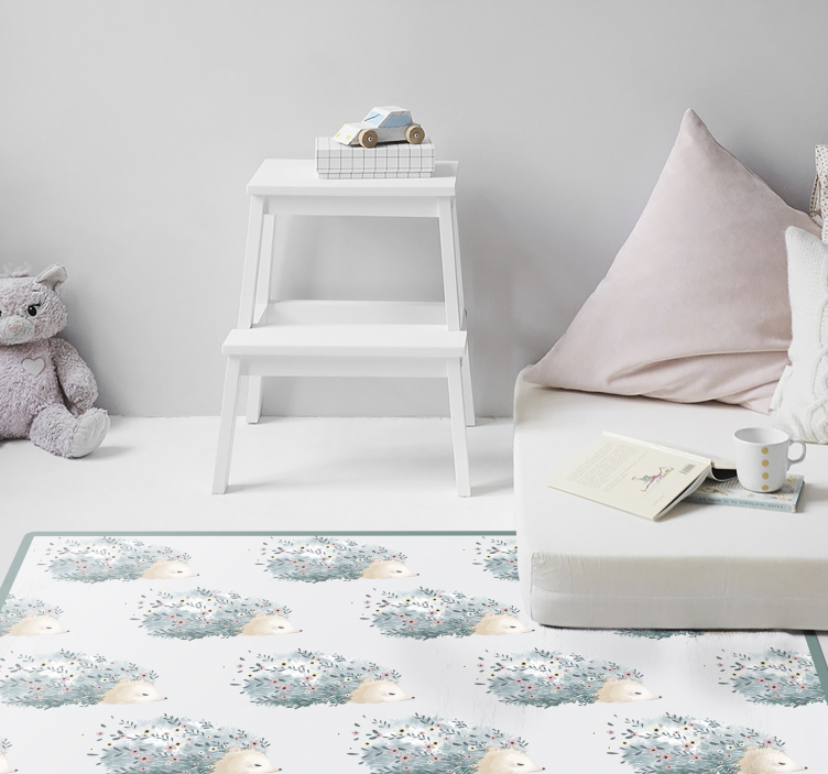 vinylový koberec pre bábätko ježko kvetinové vzory - Tenstickers