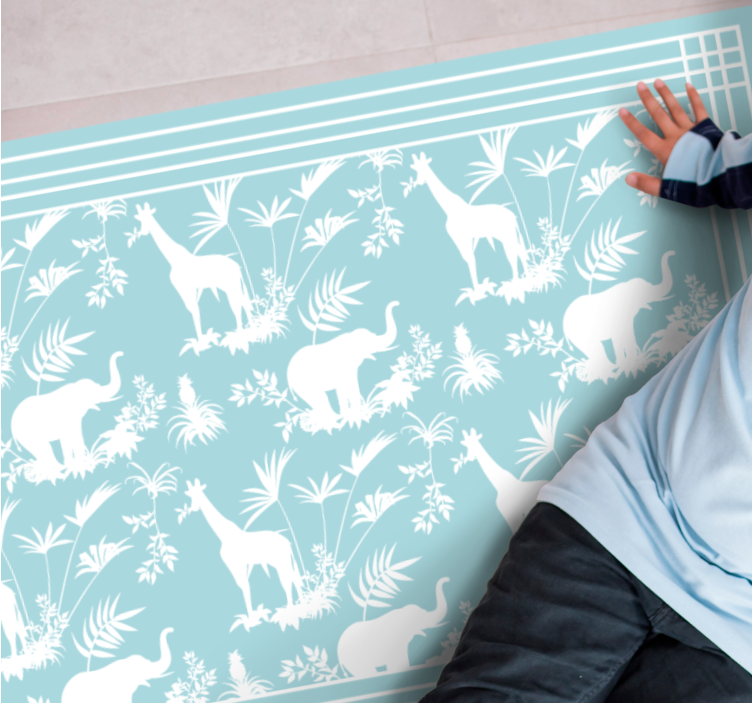 vinylový koberec pre bábätko scéna safari v džungli - Tenstickers