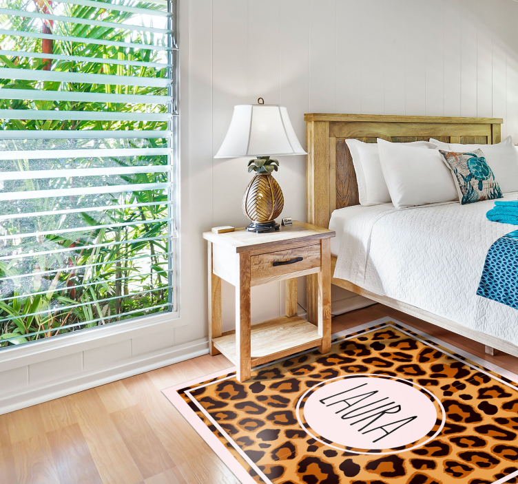 vinylový koberec pre mládež leopardí vzor s menom - Tenstickers