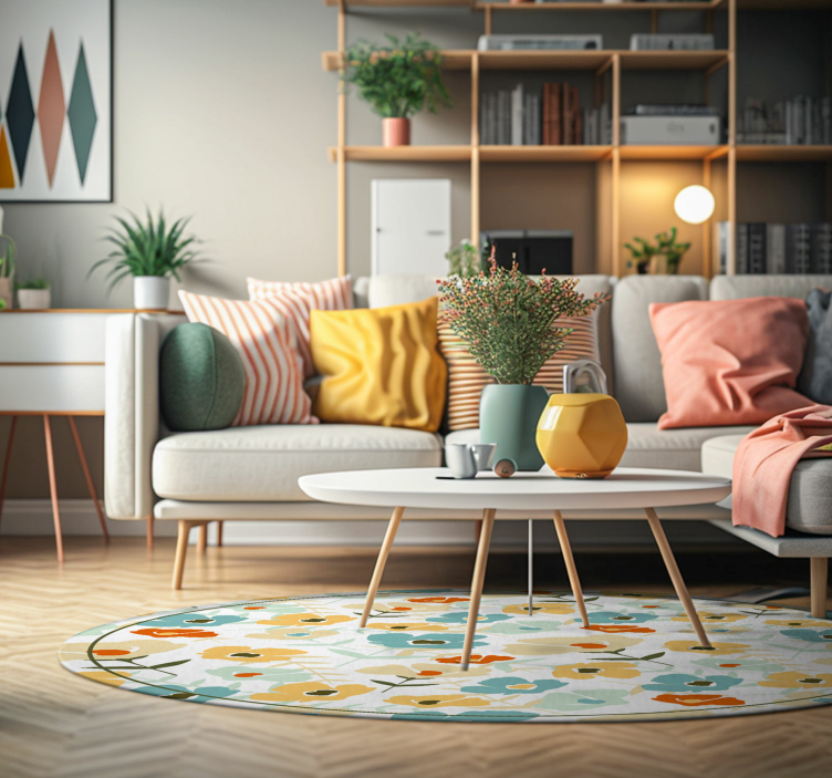 prírodný vinylový koberec akvarelové kvety - Tenstickers