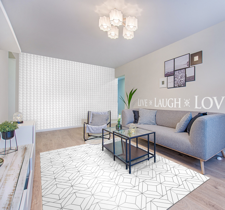 vinylový koberec s geometrickýmy tvarmi biely vzor - Tenstickers