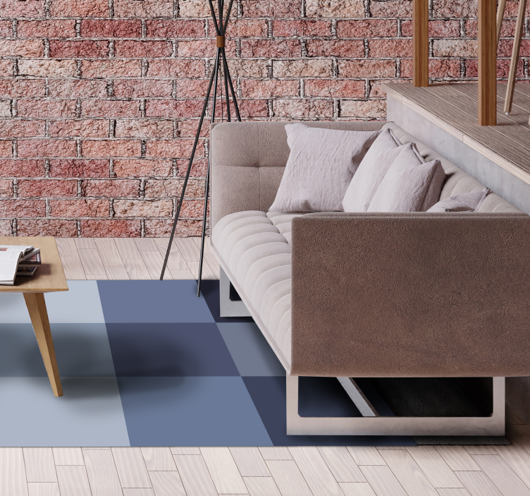 vinylový koberec s geometrickýmy tvarmi modrý kockovaný vzor - Tenstickers