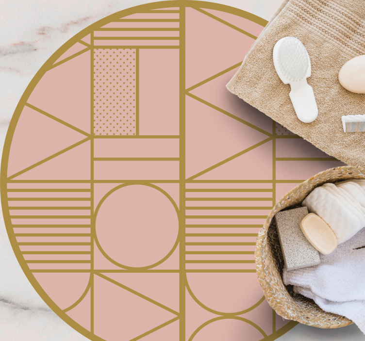 vinylový koberec s geometrickýmy tvarmi ružový motív - Tenstickers