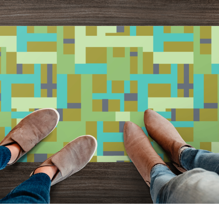 vinylový koberec s geometrickýmy tvarmi zelené segmenty - Tenstickers