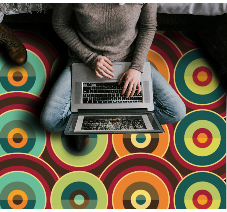 vinylový koberec s geometrickýmy tvarmi živý kruhový motív - Tenstickers