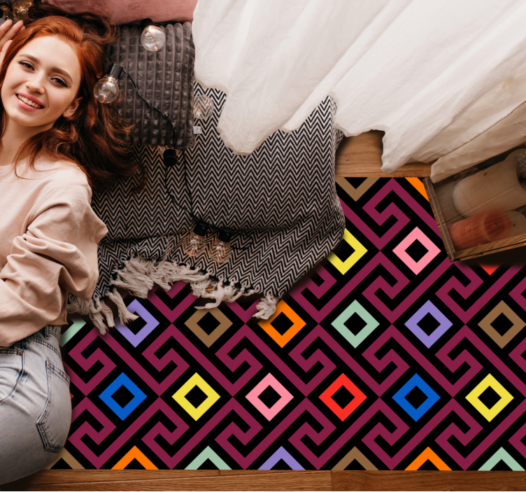 vinylový koberec s geometrickýmy tvarmi živý štýl - Tenstickers