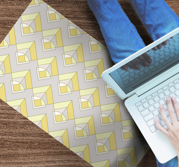 vinylový koberec s geometrickýmy tvarmi žltý a sivý vzor - Tenstickers