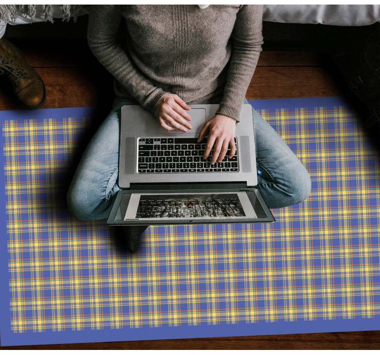 Pruhovaný vinylový koberec so žltým károvaným vzorom - Tenstickers