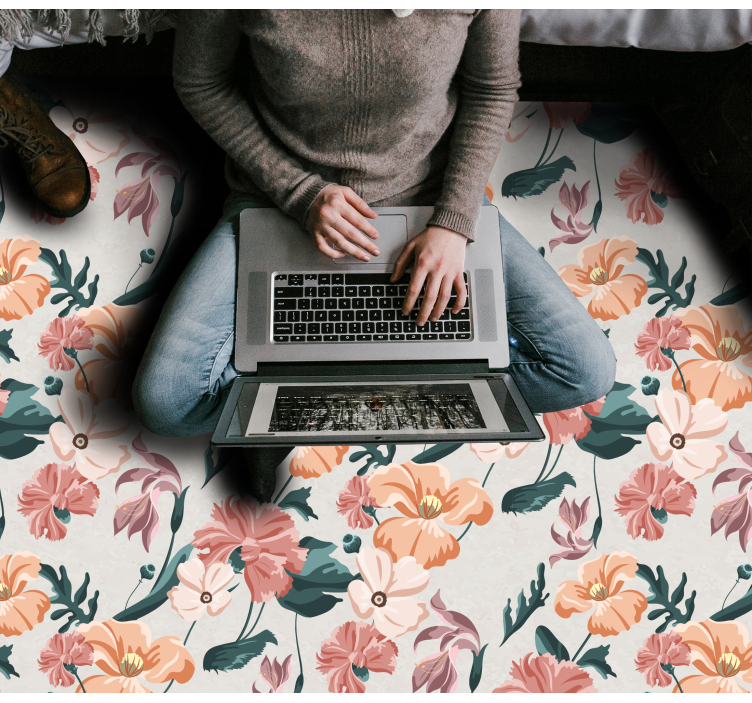 vinylový koberec s kvetmi botanická radosť - Tenstickers