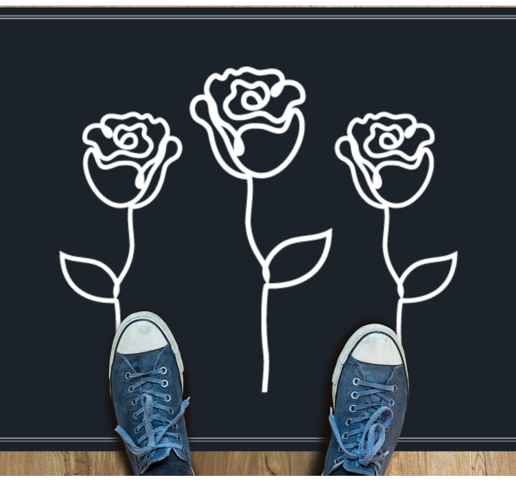 vinylový koberec s kvetmi botanická skica znázornenia - Tenstickers