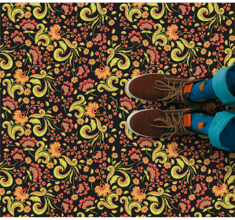 vinylový koberec s kvetmi botanický točivý motív - Tenstickers