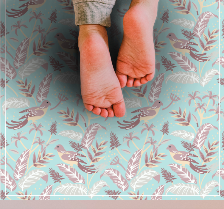 vinylový koberec s kvetmi botanický vtáčí motív - Tenstickers