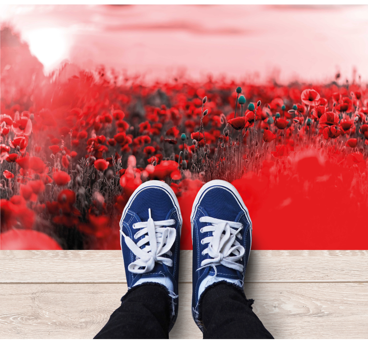 vinylový koberec s kvetmi červená kvetinová scéna - Tenstickers