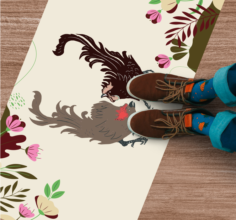 vinylové koberce zvieratá kvetinová scéna s holubmi - Tenstickers