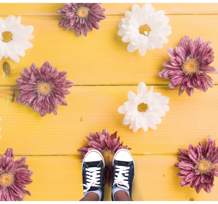 vinylový koberec s kvetmi ružové a biele okvetné lístky - Tenstickers