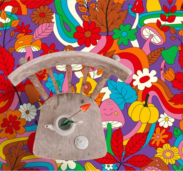 vinylový koberec s kvetmi farebný kvetinový vzor - Tenstickers