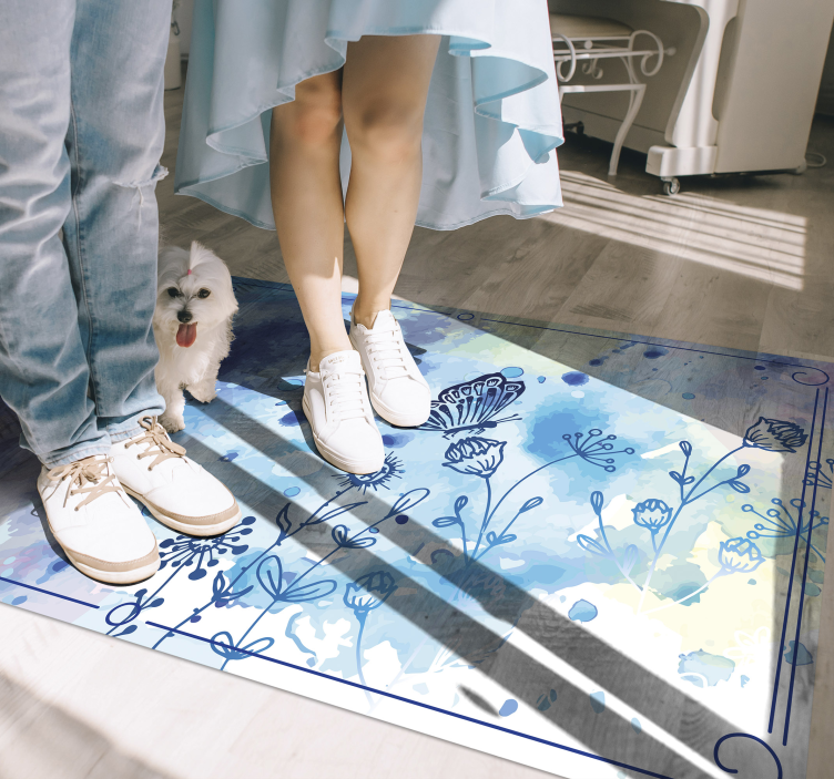 vinylový koberec s kvetmi kvetinová akvarelová elegancia - Tenstickers