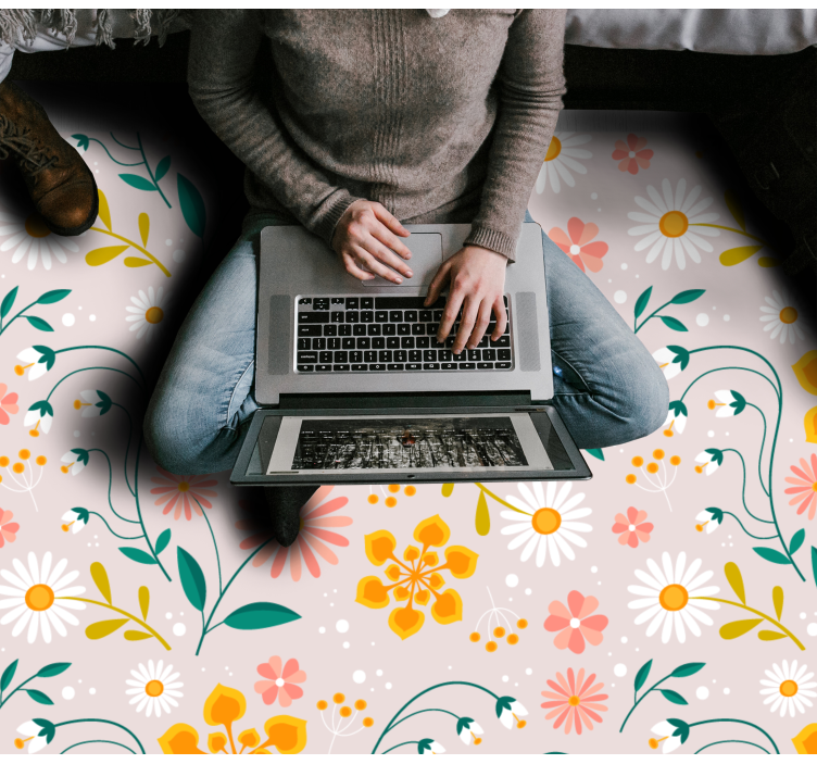 vinylový koberec s kvetmi dizajn poľa sedmokrásky - Tenstickers