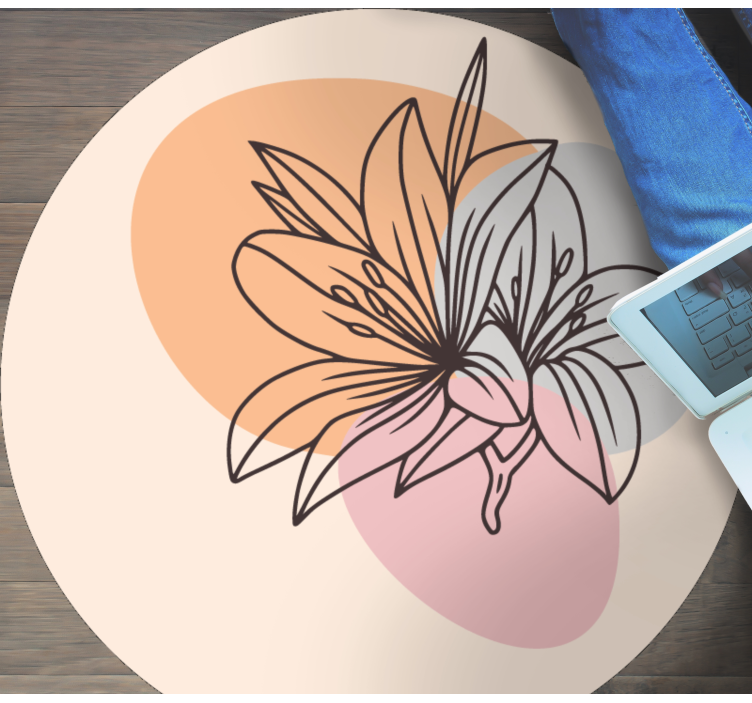 okrúhly vinylový koberec kvetinový akcent ľalie - Tenstickers