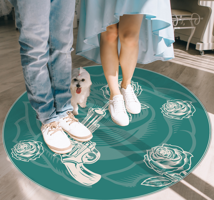 vinylový koberec s kvetmi kvetinový revolver - Tenstickers