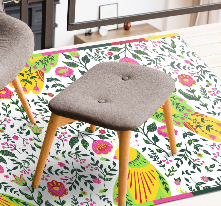 vinylový koberec s kvetmi kvetinový vzor papagája - Tenstickers