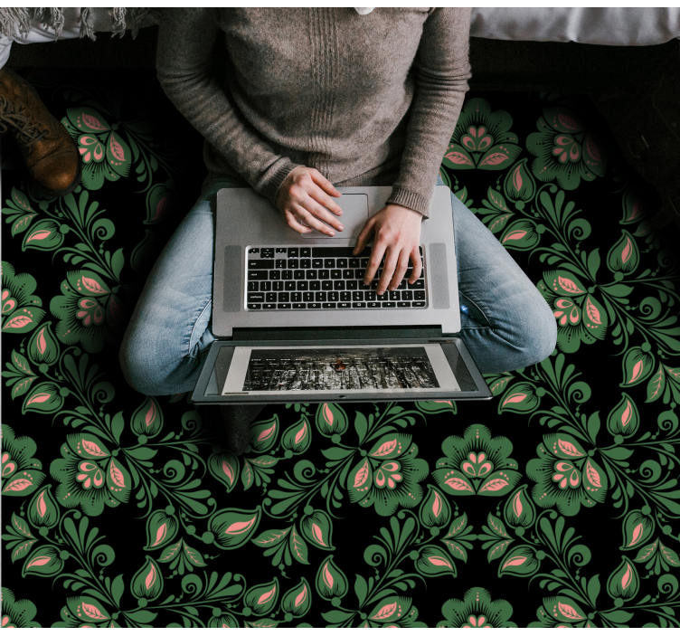 vinylový koberec s kvetmi motív botanickej zelene - Tenstickers