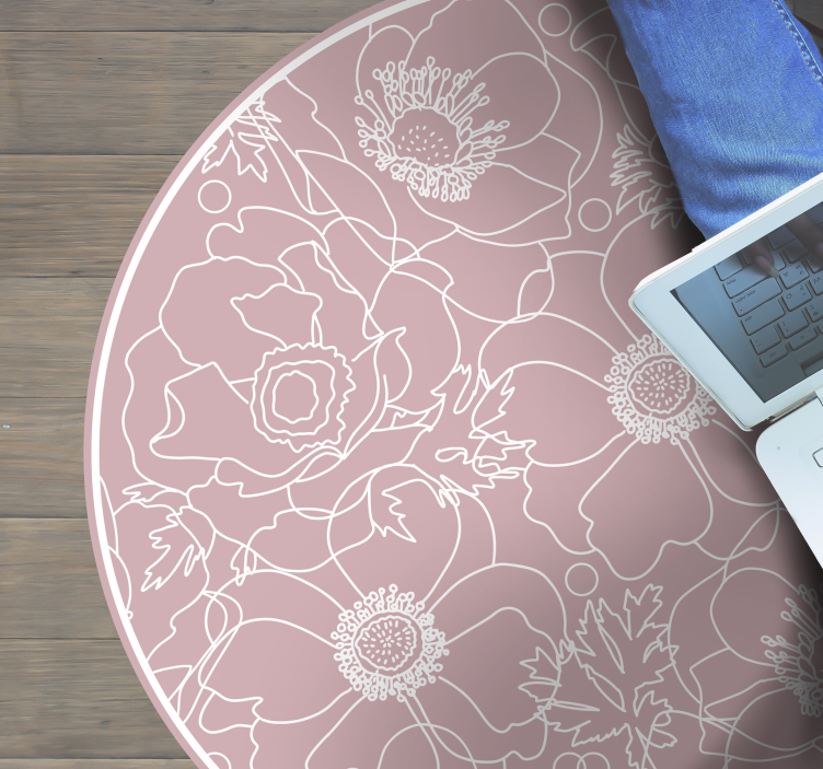 vinylový koberec s kvetmi motív kvetinového obrysu - Tenstickers