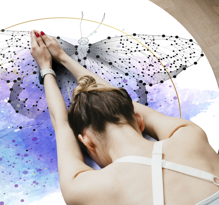 vinylový koberec s kvetmi motýľový akvarel - Tenstickers