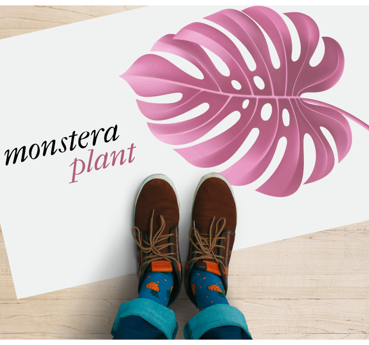 vinylový koberec s kvetmi ružová monstera - Tenstickers