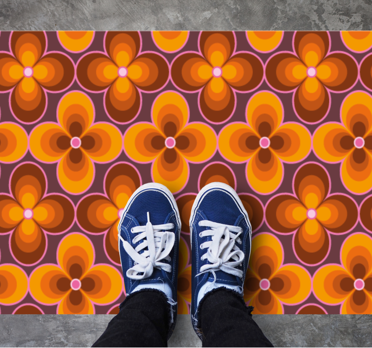 Vinylový koberec vintage retro kvetinový vzor - Tenstickers