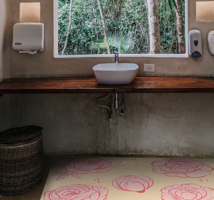 vinylový koberec s kvetmi ružový kvetinový motív - Tenstickers