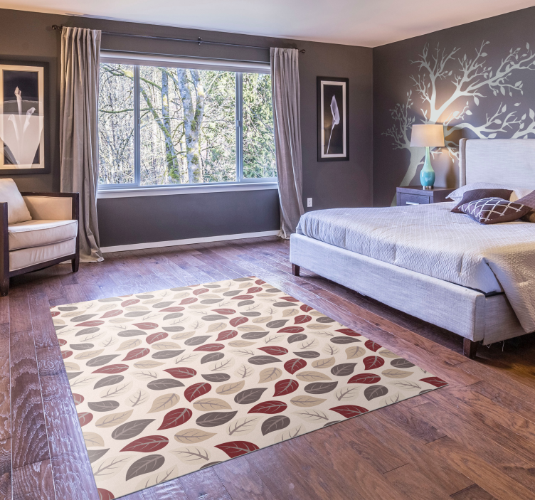 vinylový koberec kvety a rastliny vzor jesenných lístkov - Tenstickers