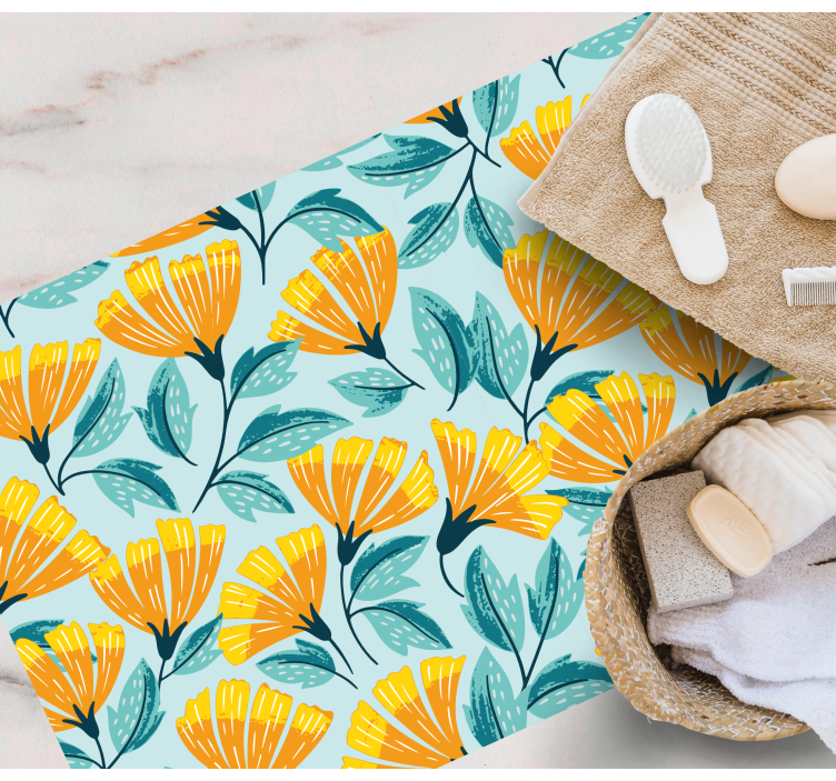 vinylový koberec s kvetmi živý botanický motív - Tenstickers