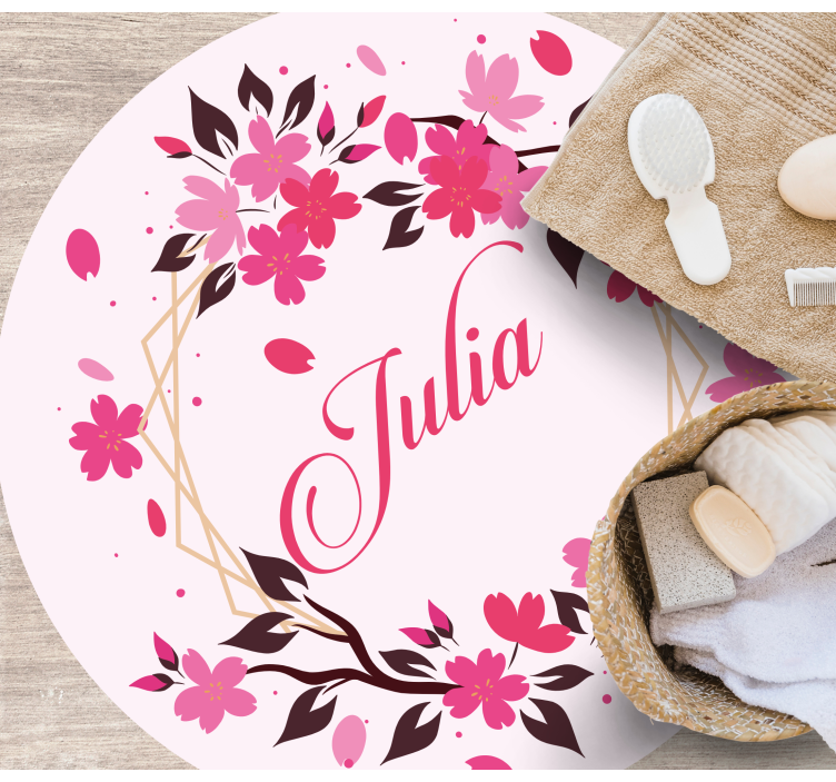 vinylový koberec do spálne botanická koruna s menom - Tenstickers