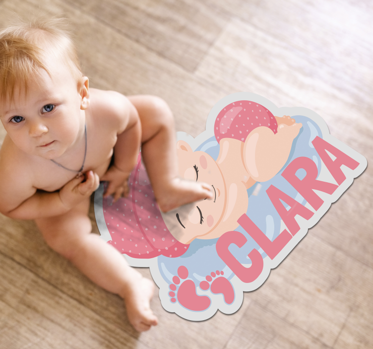 vinylový koberec meno customizable Sleeping Baby Footprints - Tenstickers