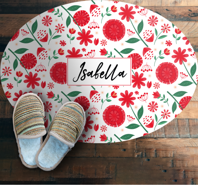 vinylový koberec do spálne červené kvety na mieru - Tenstickers