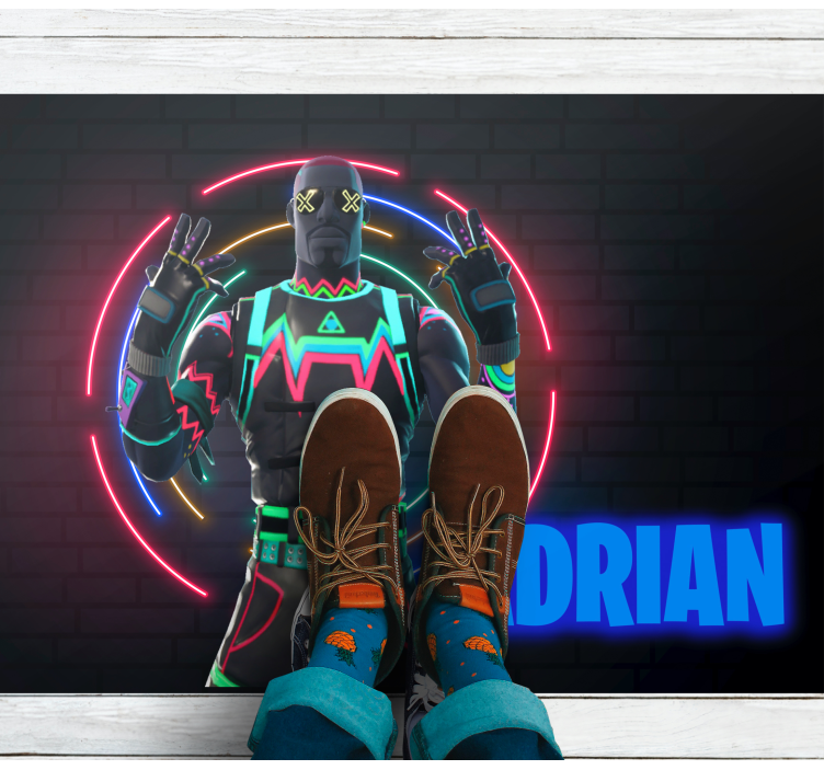 vinylový koberec s menom neónový displej s postavami - Tenstickers