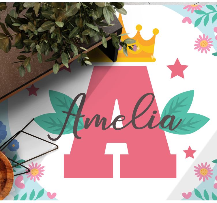 rôzne vinylové koberce pre deti korunovaná iniciála a meno - Tenstickers