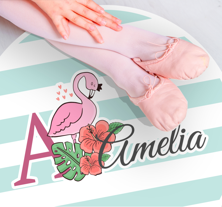 vinylový koberec s menom plameniakovú výzdobu - Tenstickers