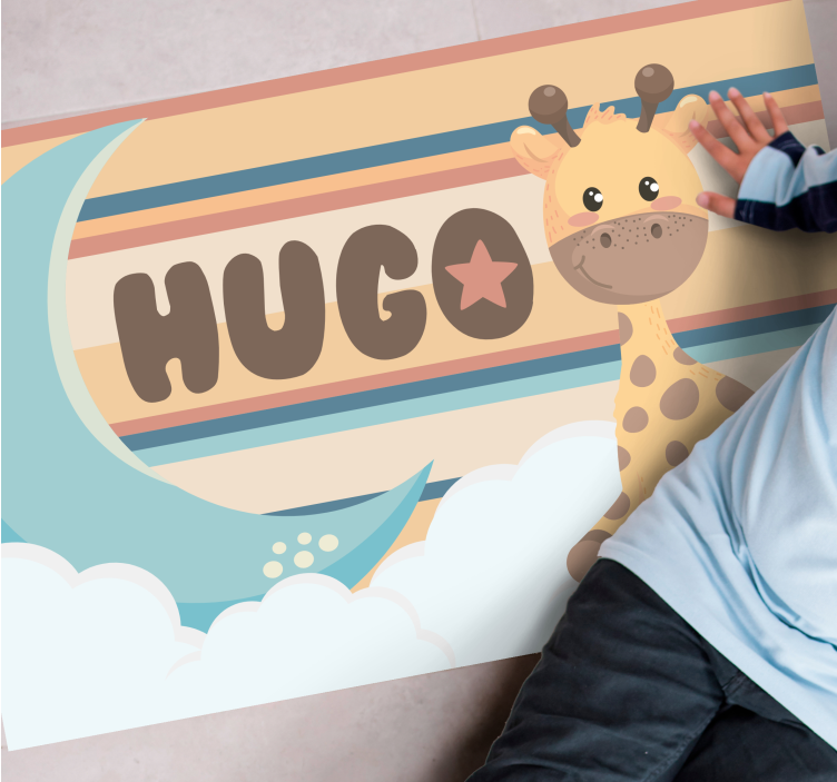 vinylový koberec s menom žirafí dizajn - Tenstickers