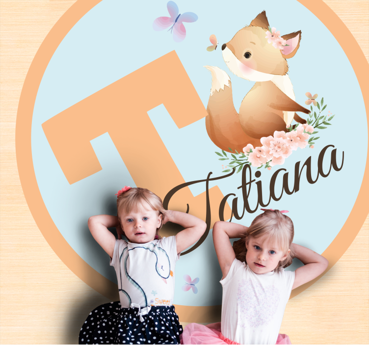 vinylový koberec s menom rozkošná ilustrácia líšky - Tenstickers