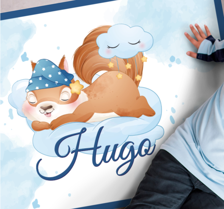 vinylový koberec s menom roztomilá veverička sníva - Tenstickers