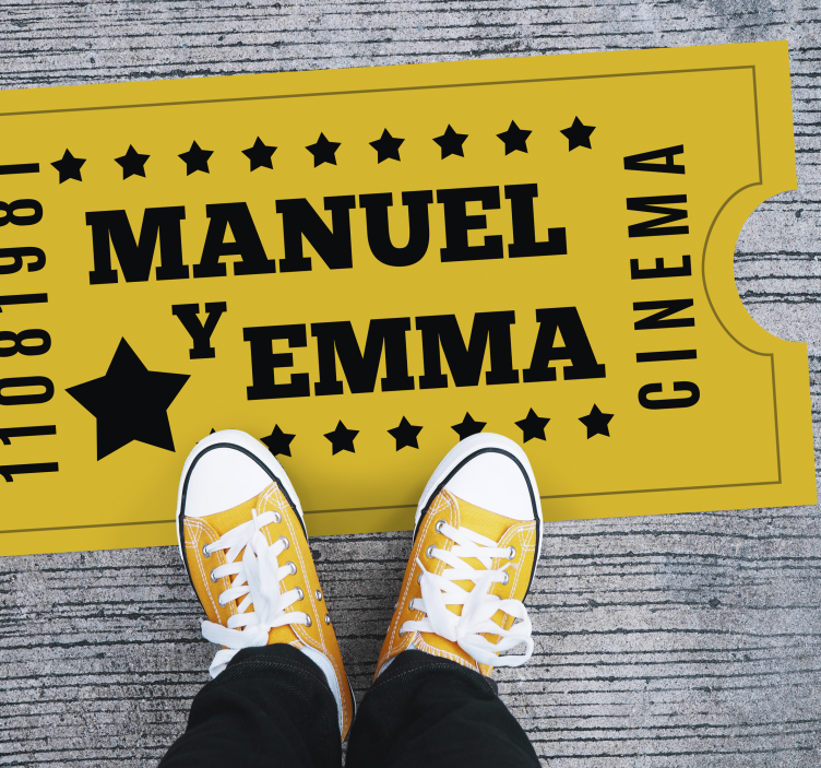 vinylový koberec s menom lístok do kina pre pár - Tenstickers