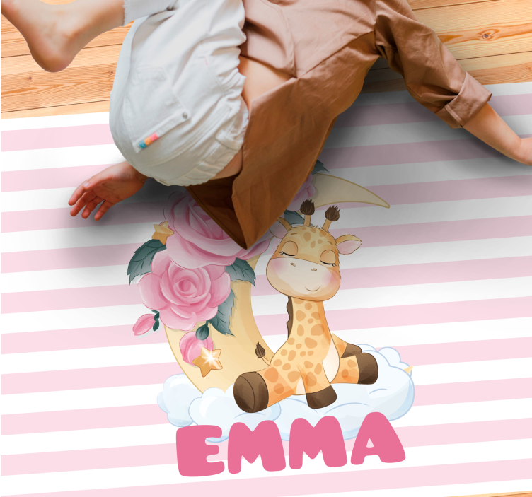 vinylový koberec pre bábätko vlastná šťastná žirafa - Tenstickers