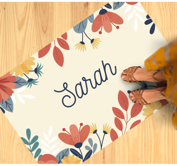 vinylový koberec s menom vlastný kvetinový názov - Tenstickers